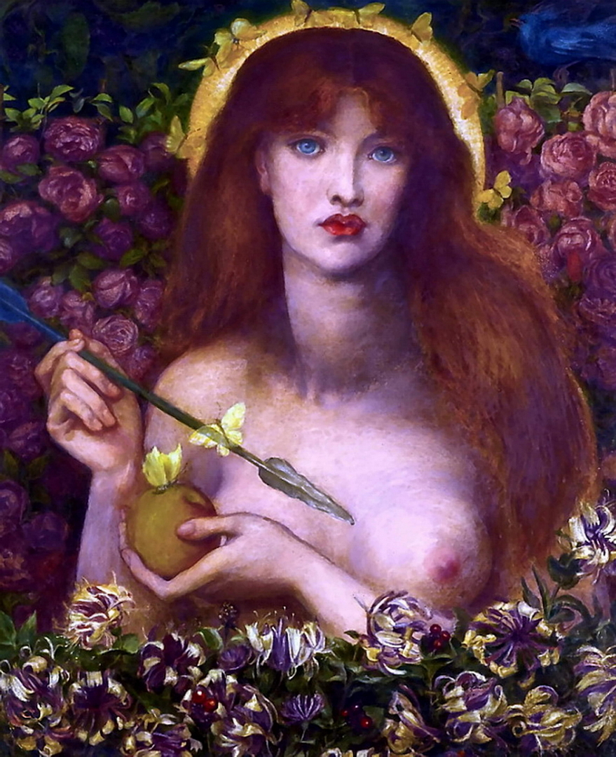 Venus has luscious lips and pretty eyes. The goddess of love with roses and flowers.