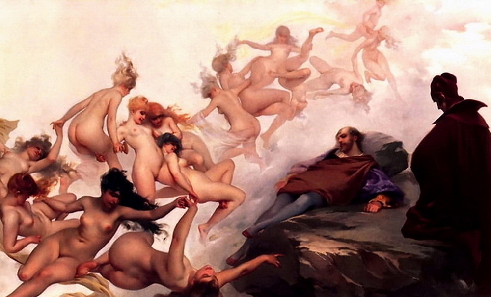 A stream of naked women conjured up by the devil! There are boobs and bottoms everywhere!