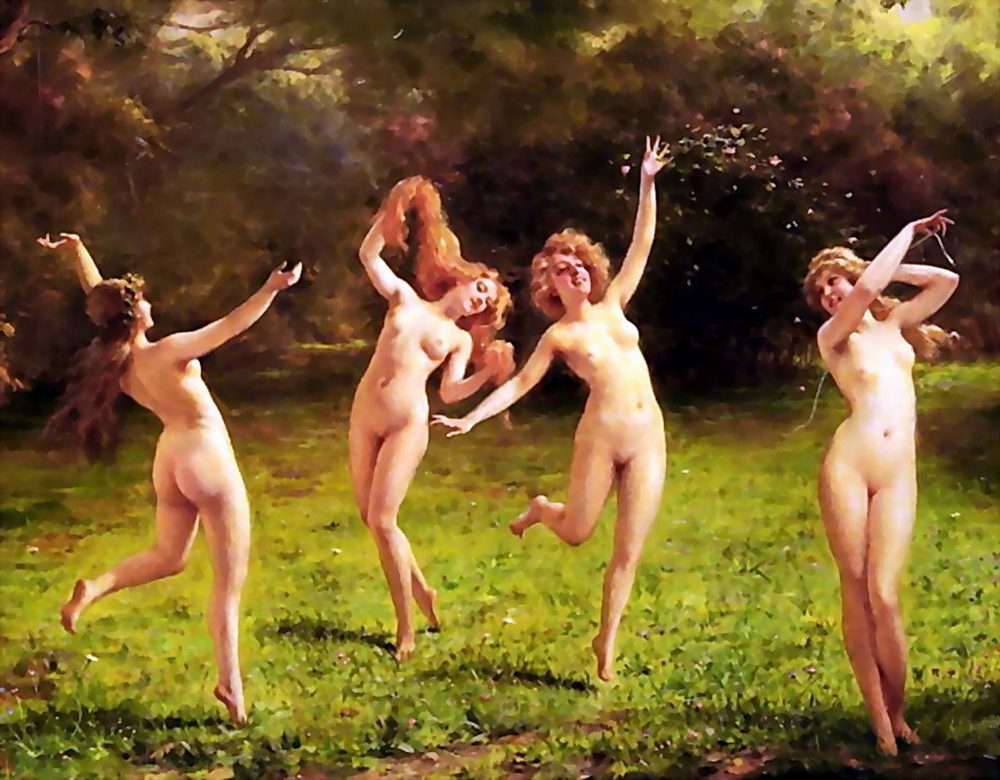 The pretty nude girls are dancing naked for the arrival of Spring.