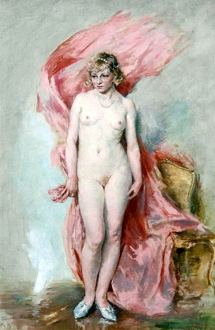 Nude With Pink Drapery. Guillaume Seignac.