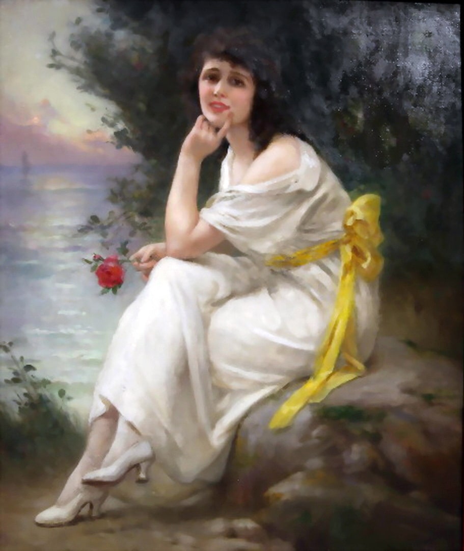 Woman with Red Rose. Guillaume Seignac.