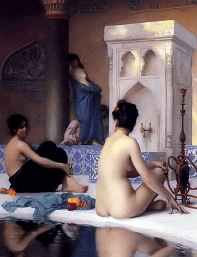 Two ladies from a harem just had a bath and are now taking their relaxant